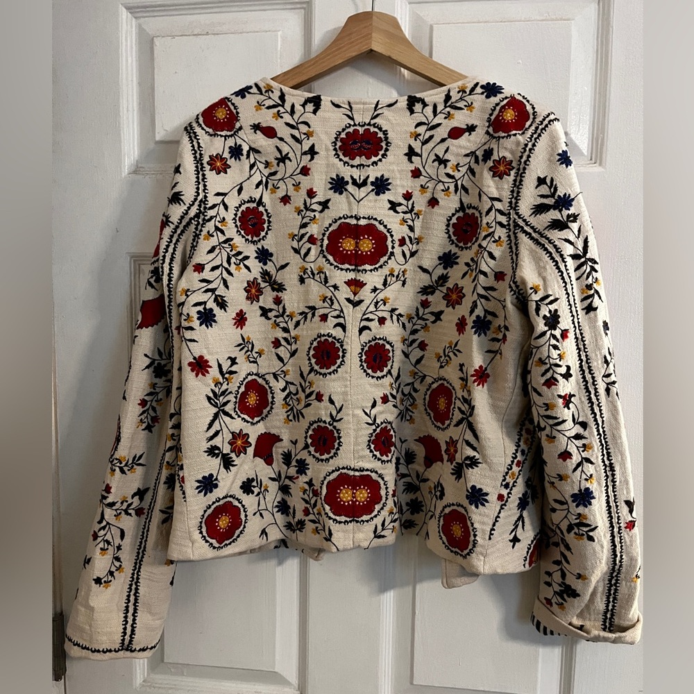 Anthropologie Floral Embroidered Jacket - Cream and Multicolor - Picture 4 of 5